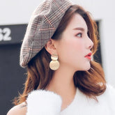 Unique Metal Drop Earrings Round Statement Earrings for Women Jewelry